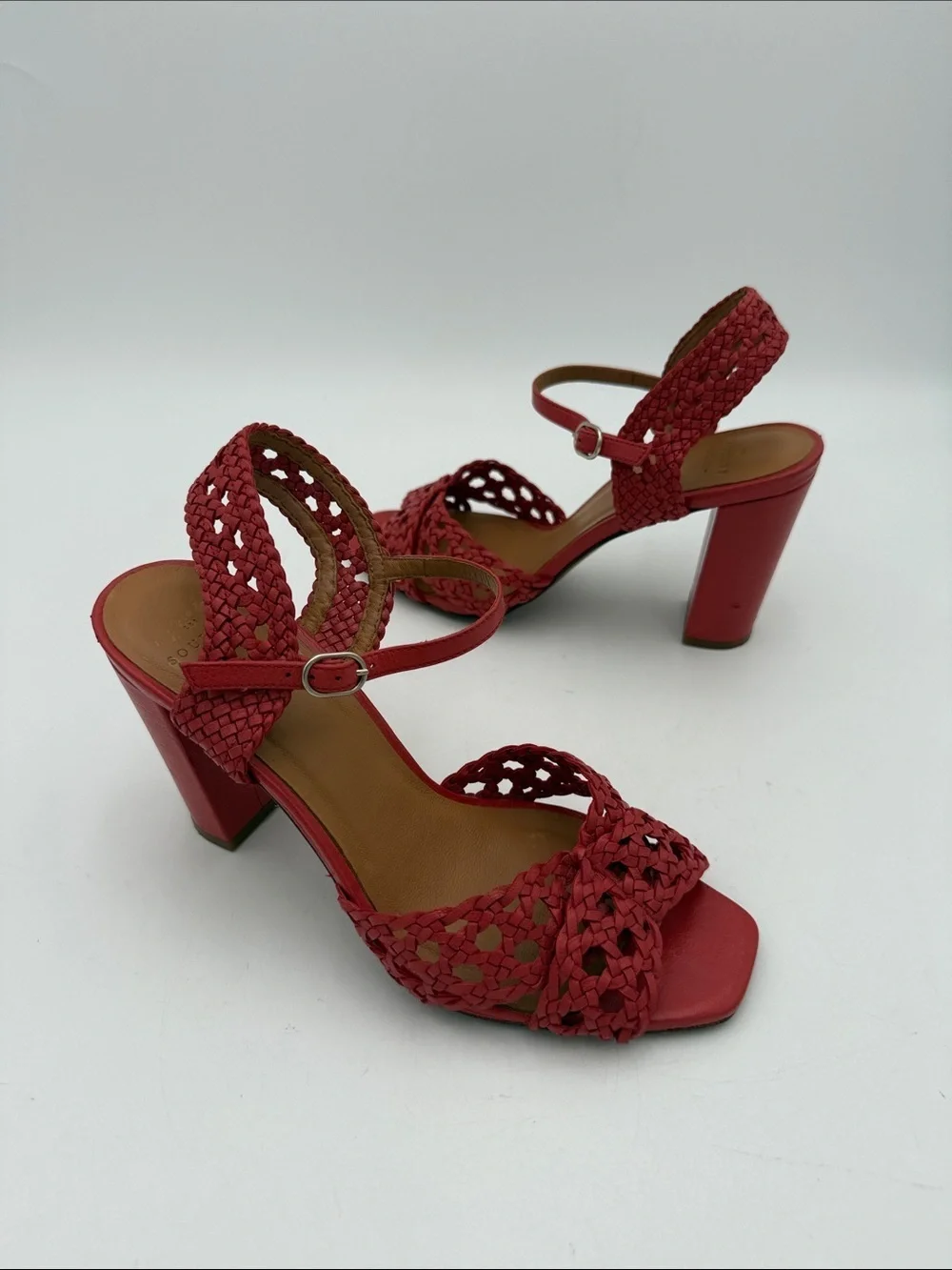 Sezane Les souliers Halix Women’s leather sandals Braided Block Heels event Y2K